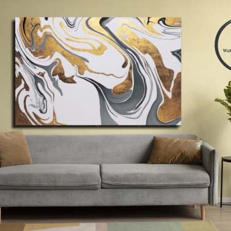 Gold Grey Abstract Art