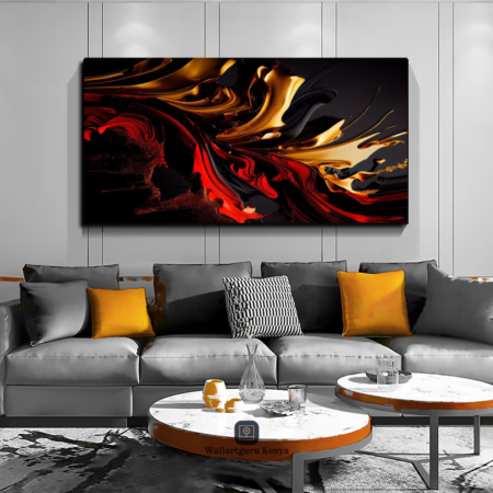 Strong red gold abstract art