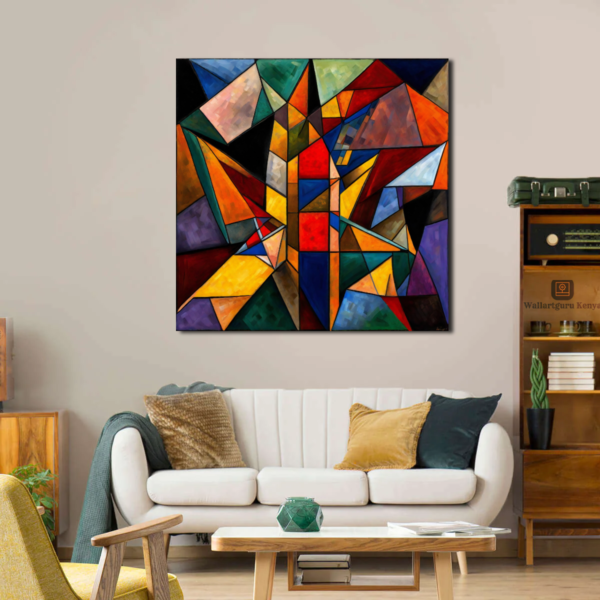 The Square Cubism Abstract Canvas Art - Wallart Guru