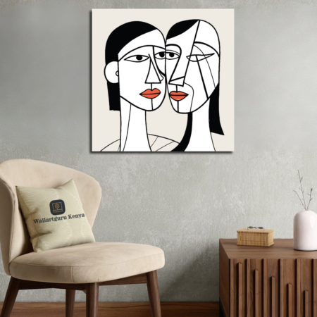 minimalist canvas art of two women Nairobi Kenya