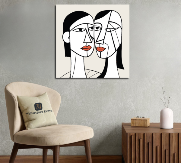 minimalist canvas art of two women Nairobi Kenya