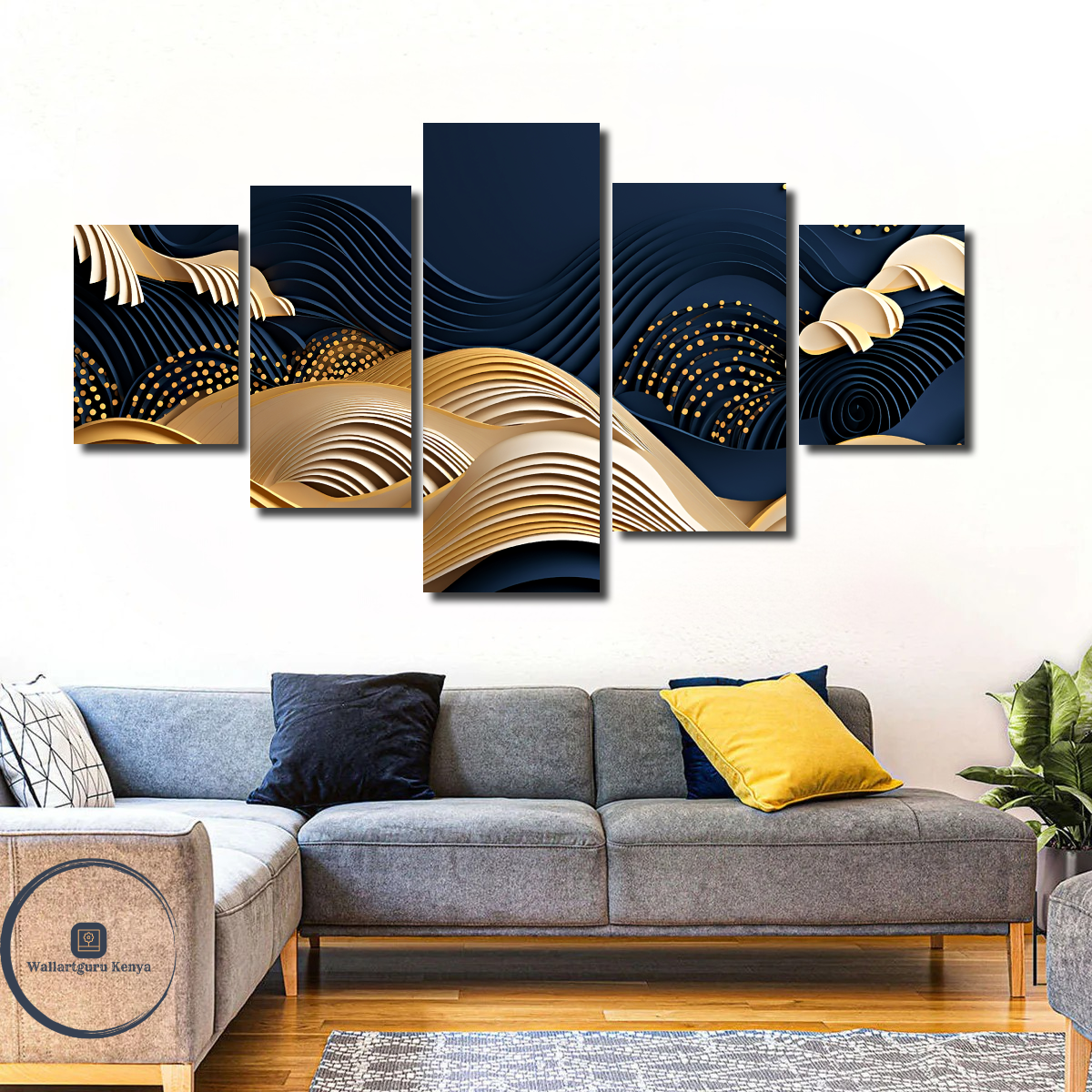 waves art panel set five canvas wallart