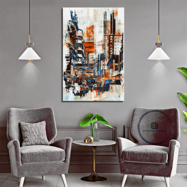 Abstract city street canvas Art painting Nairobi Kenya