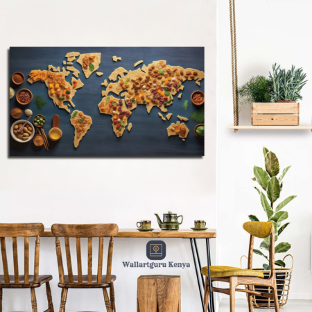 food world map canvas art