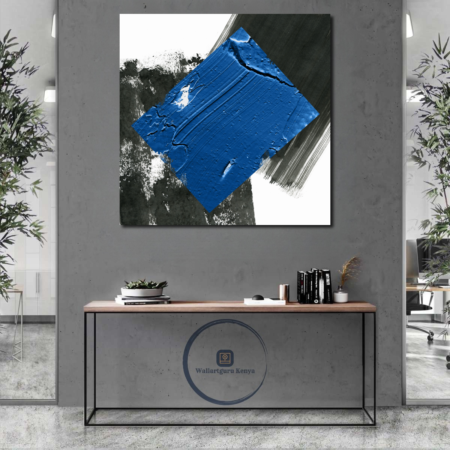 black white blue abstract painting canvas art Nairobi Kenya