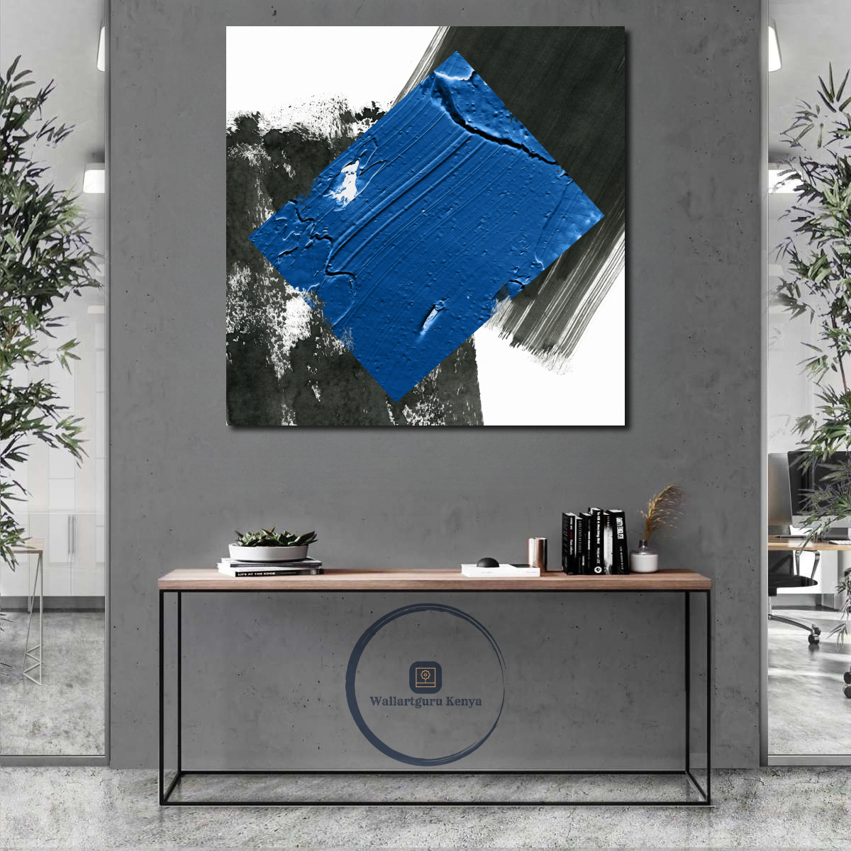 abstract 98 black white blue abstract painting canvas art Nairobi Kenya