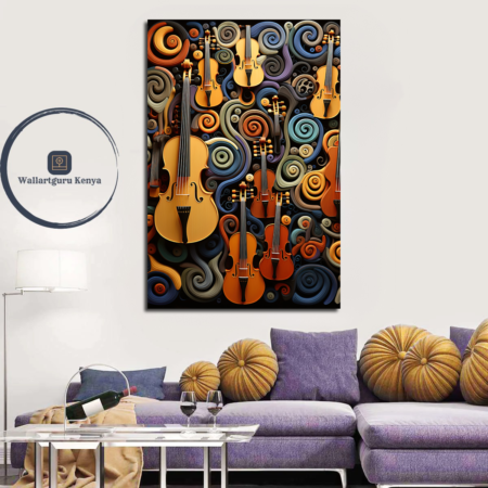 violins guitar music art canvas painting Nairobi art print