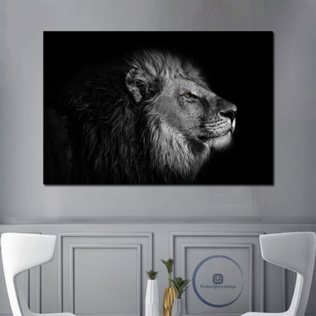 black and white art lion paining Nairobi Kenya fo sale