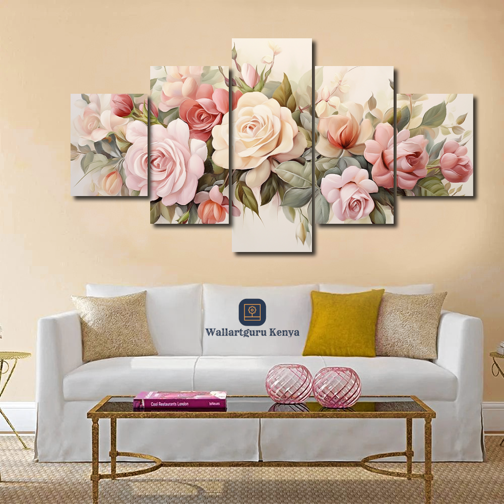 bouquet flower panel canvas art panel set floral bouquet pink roses