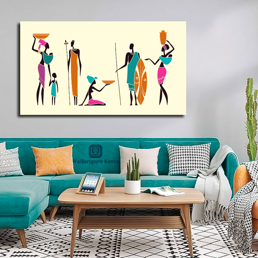 cultural snapshot minimalist cultural African Art canvas painting Nairobi Kenya