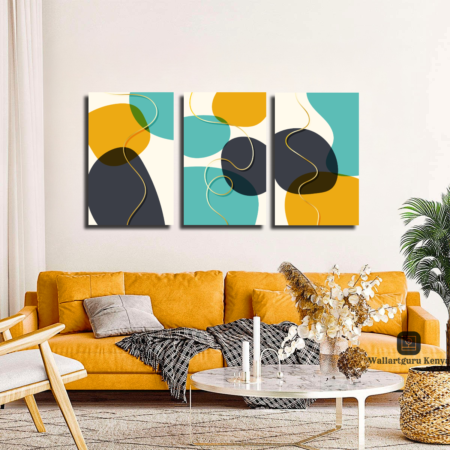 mustard teal canvas set Kenya Nairobi painting