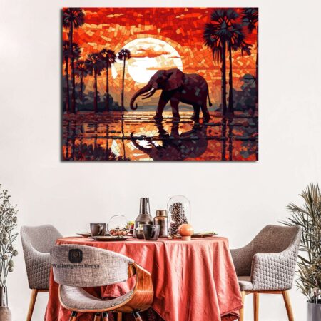 Elephant sunset nature abstract art Nairobi Canvas art wall art Kenya