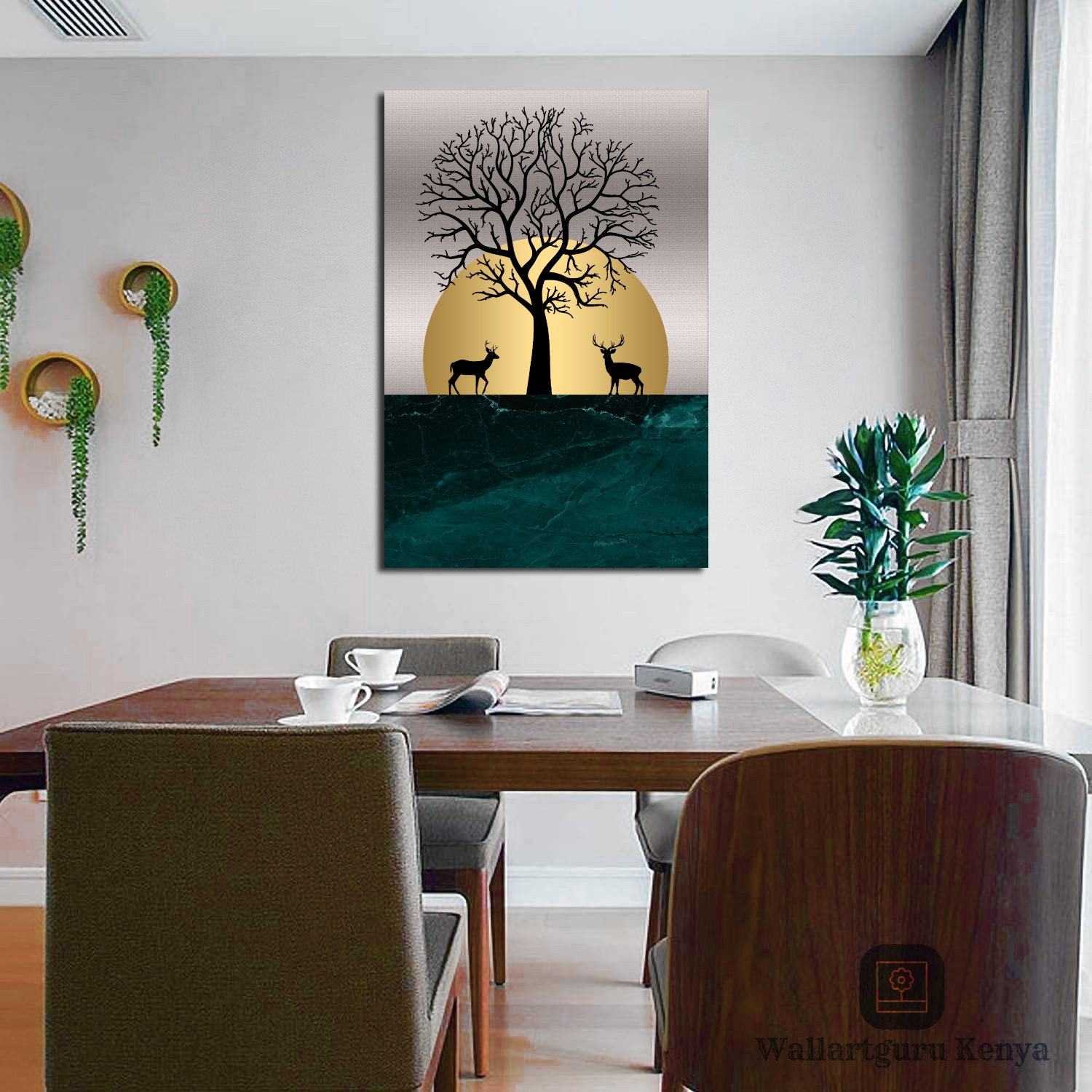 gold green abstract art Nairobi Canvas art wall art Kenya interior decor wall hanging