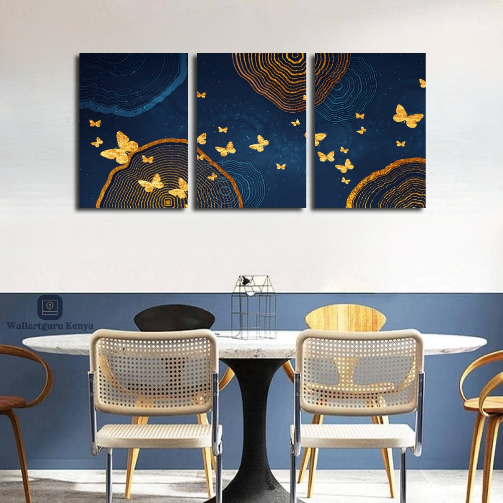 gold blue abstract art Nairobi Canvas art wall art Kenya beige brown