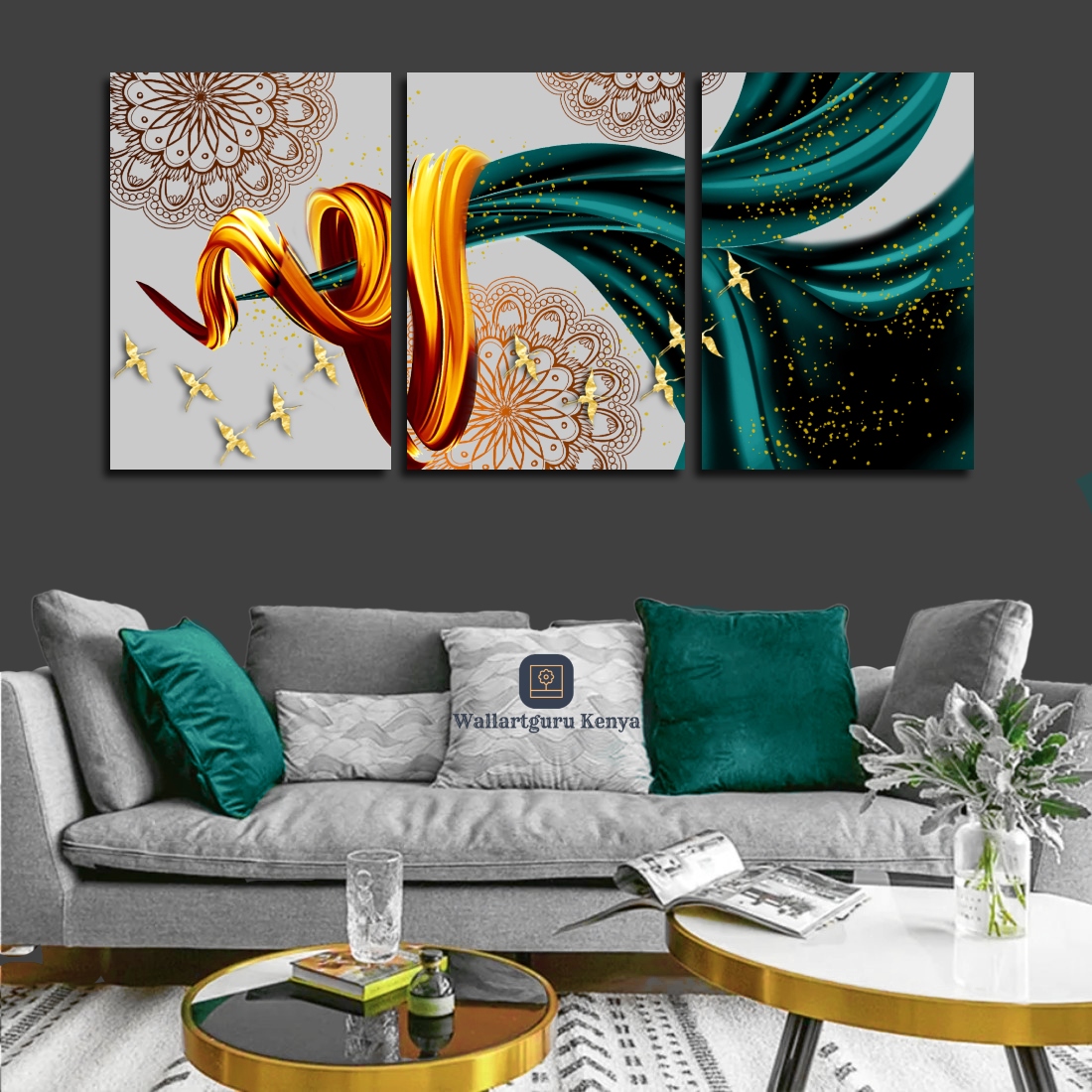 abstract 143 set golden abstract art Nairobi Canvas art wall art Kenya wall decor interior