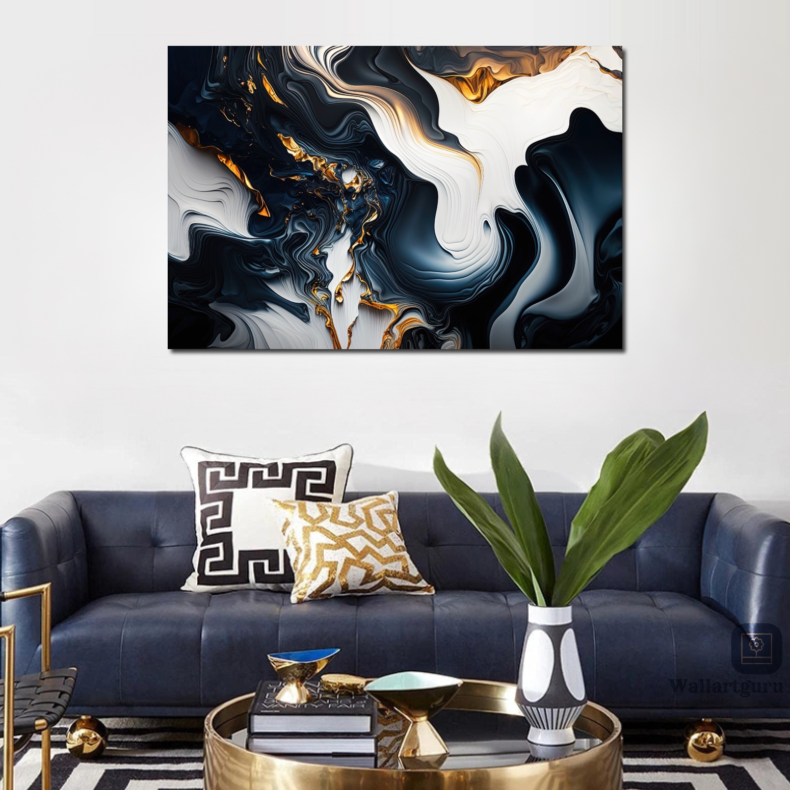 gold blue abstract art Nairobi Canvas art wall art Kenya interior decor wall hanging