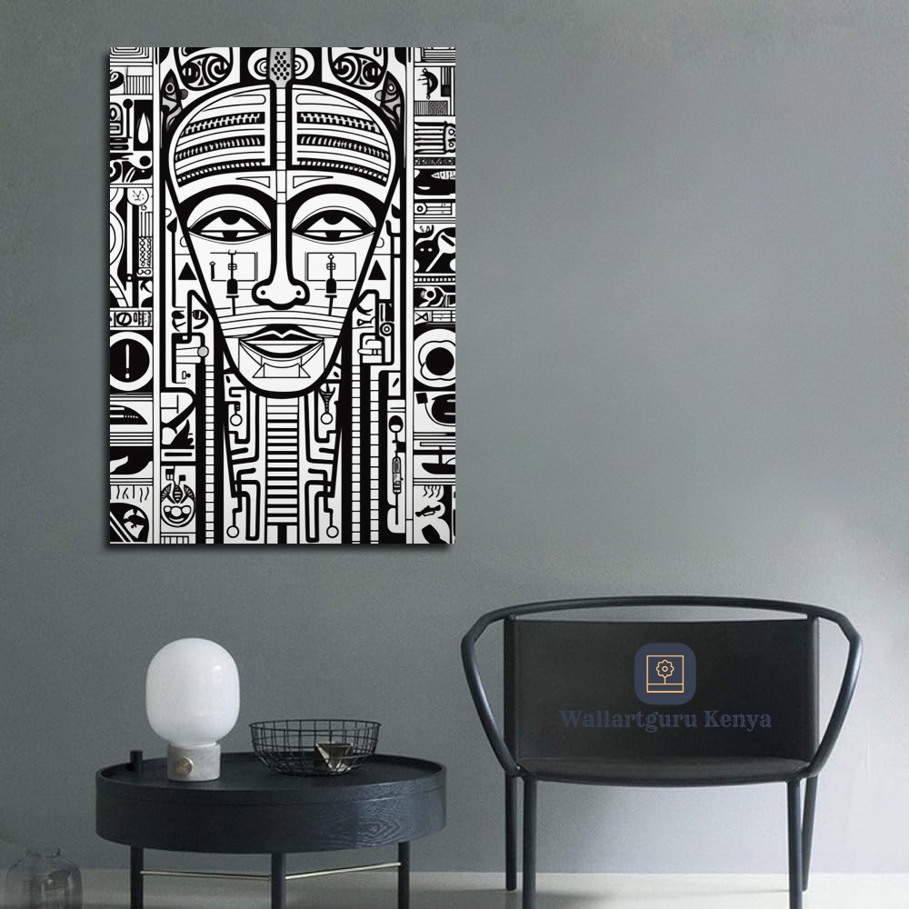 black white abstract art Nairobi Canvas art wall art Kenya interior decor wall hanging