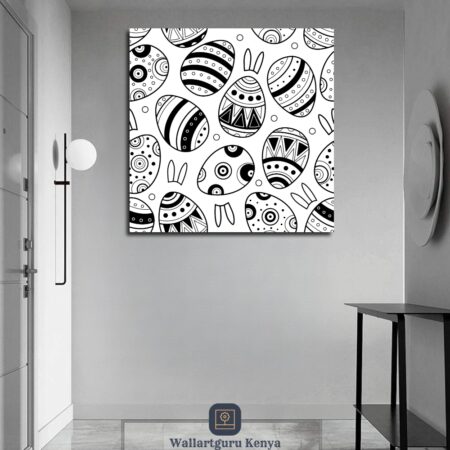 black white easter eggs abstract canvas wall art Kenya