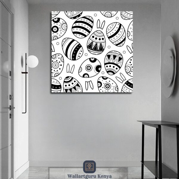 black white easter eggs abstract canvas wall art Kenya