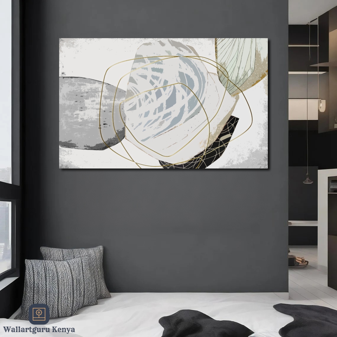 abstract 197 black white abstract canvas wall art Kenya