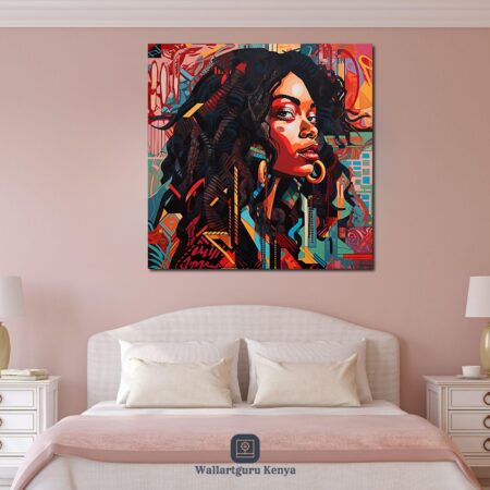 abstract woman vibrant art Nairobi Canvas art wall art Kenya wall decor interior
