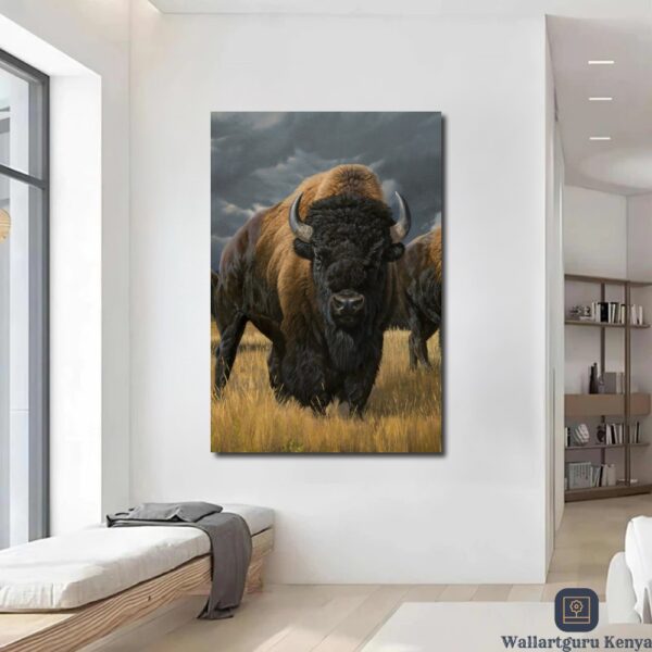 Bison buffalo bull art Nairobi Canvas Wall hanging Kenya
