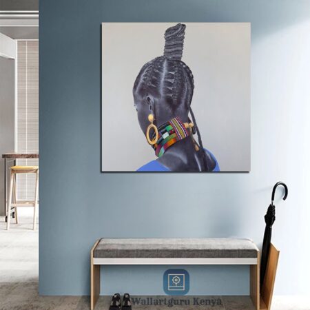 African woman canvas wall art Kenya painting