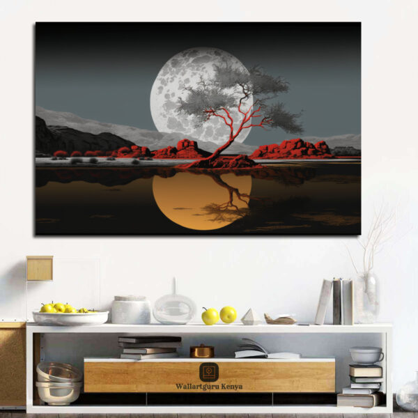 abstract moon sea canvas Kenya wall art nature painting print