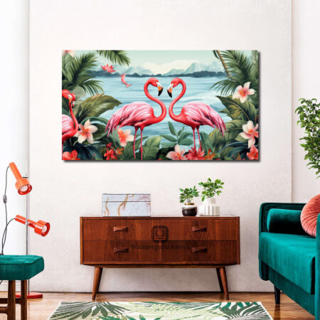 flamingo pink floral art canvas art Kenya wall art