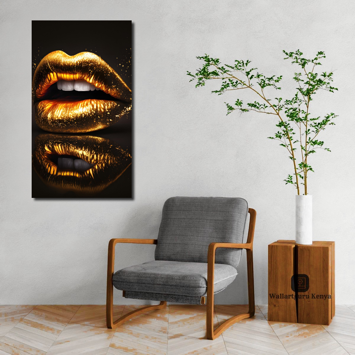 golden lips golden African canvas art wall art Nairobi