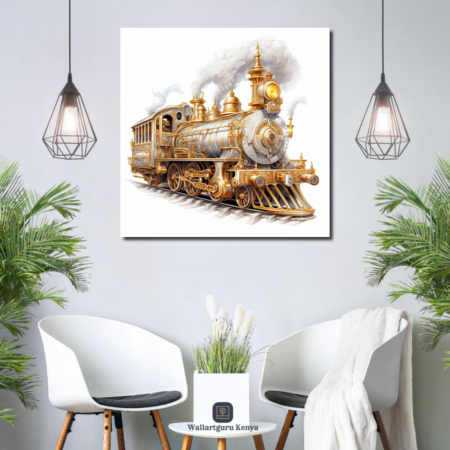 golden train canvas wall art Nairobi Kenya decor paintings