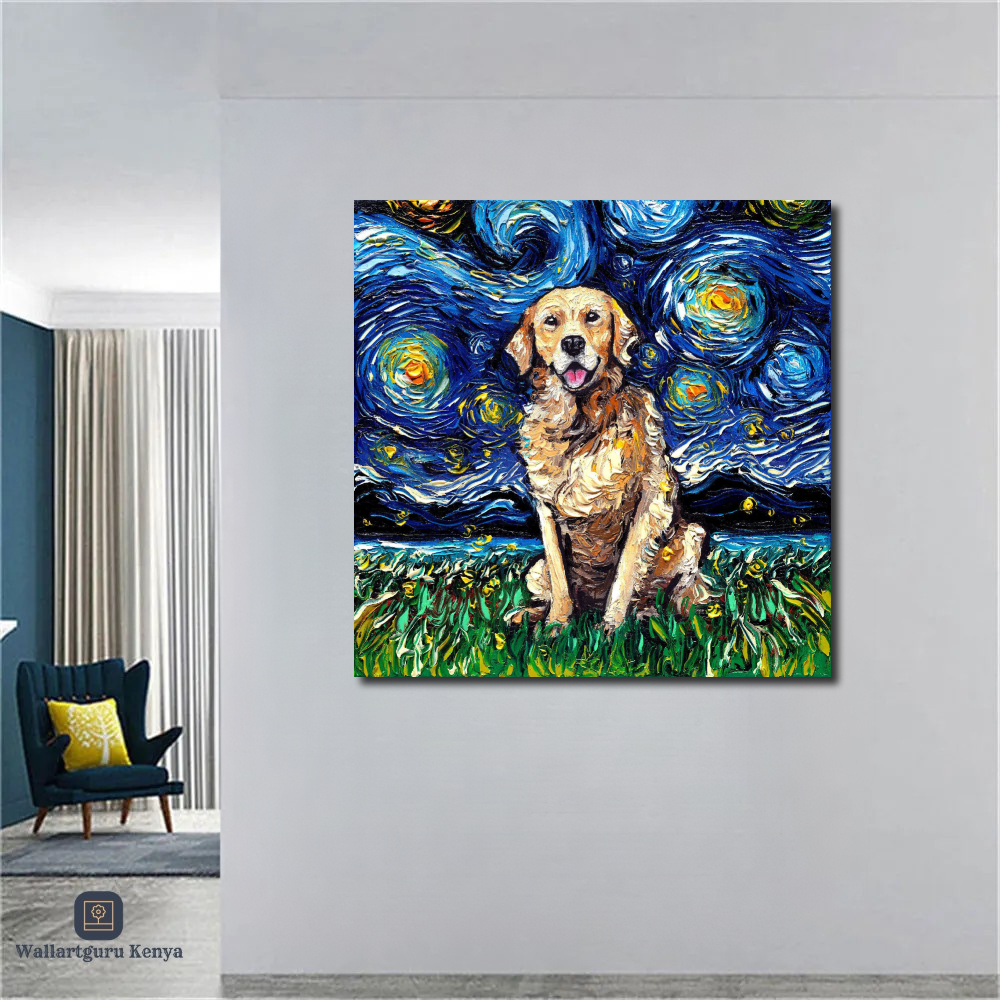 starry themed dog
