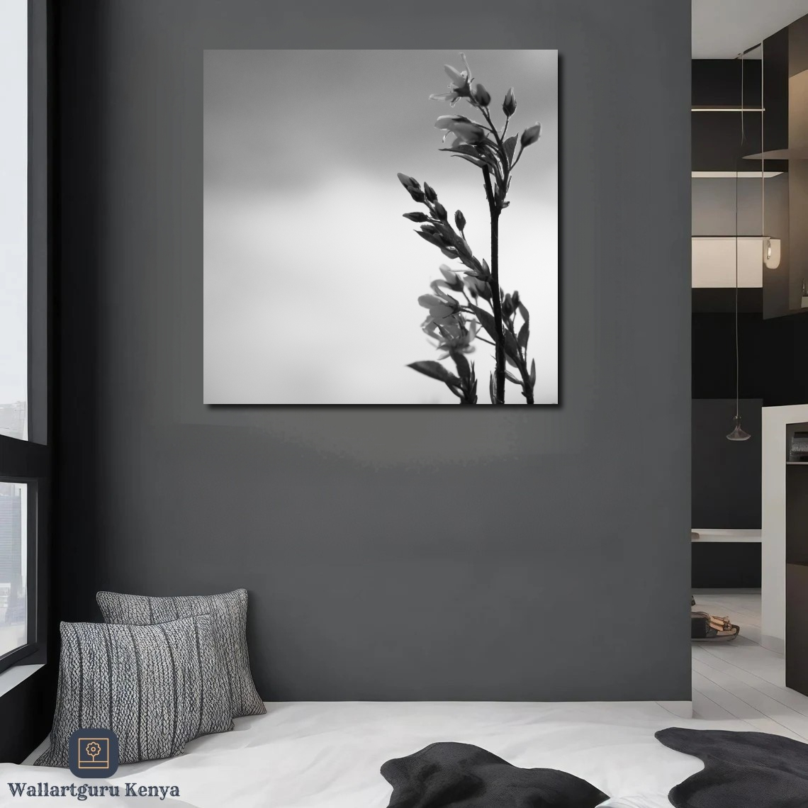 minimalist greyscale plant