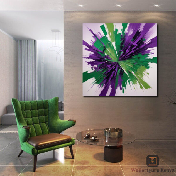 purple art, green abstract art canvas Kenya Wall art