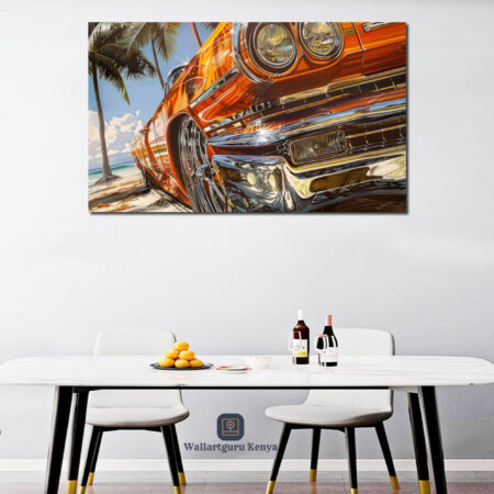 Vintage Car On The Beach Canvas Art