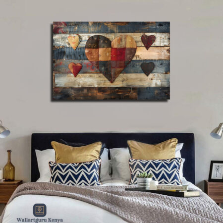 Vintage Love Hearts Canvas Art