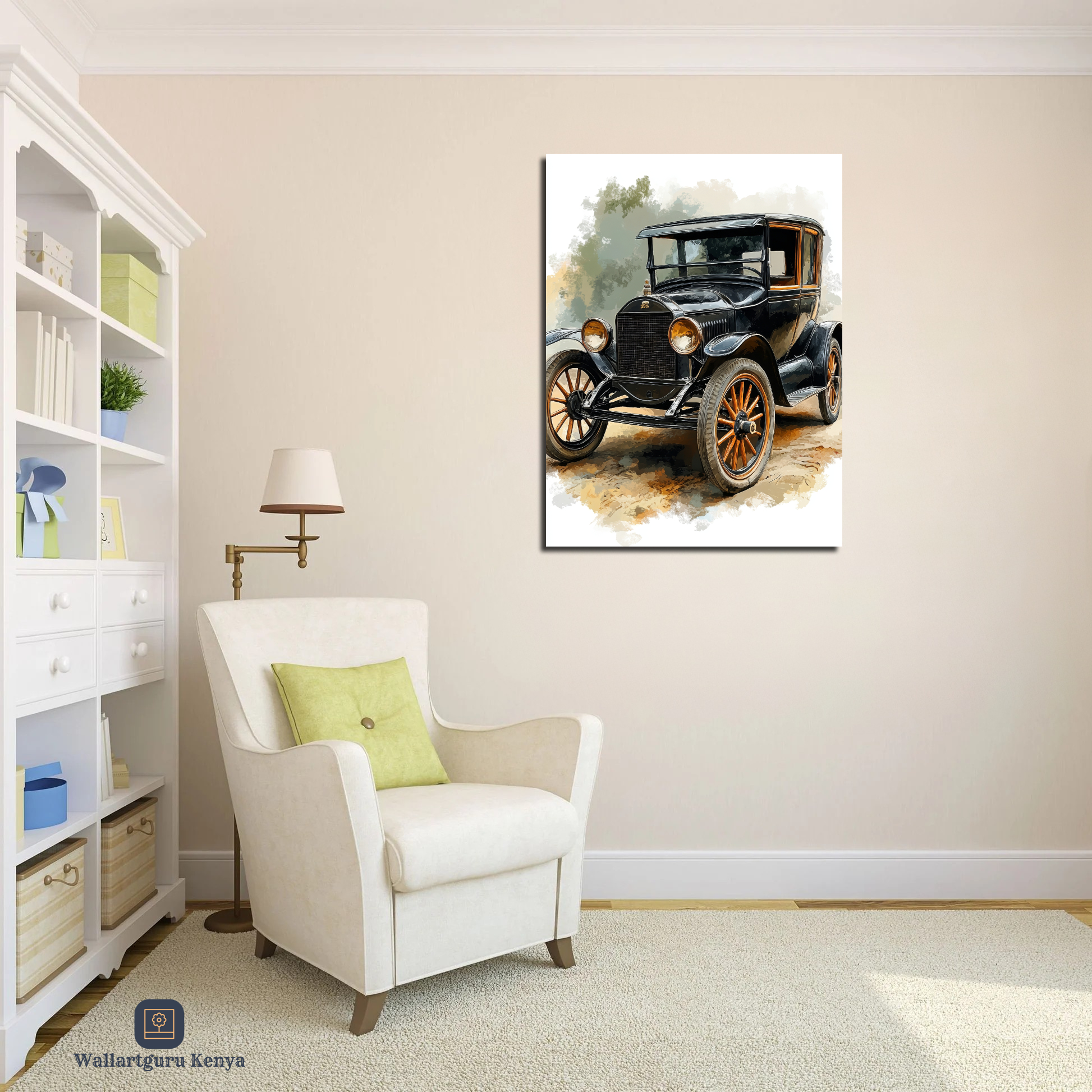 Vintage Black Automobile Canvas Art