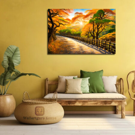 Autumn Forest Road Canvas  Art