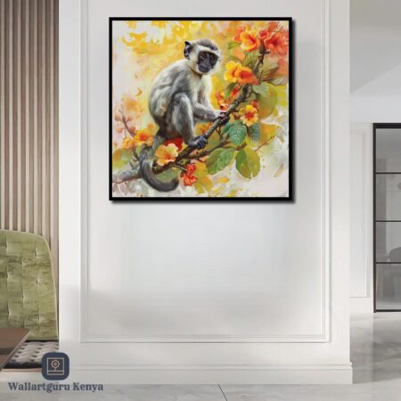 Floral-Monkey Canvas Art