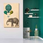 elephant holding balloons