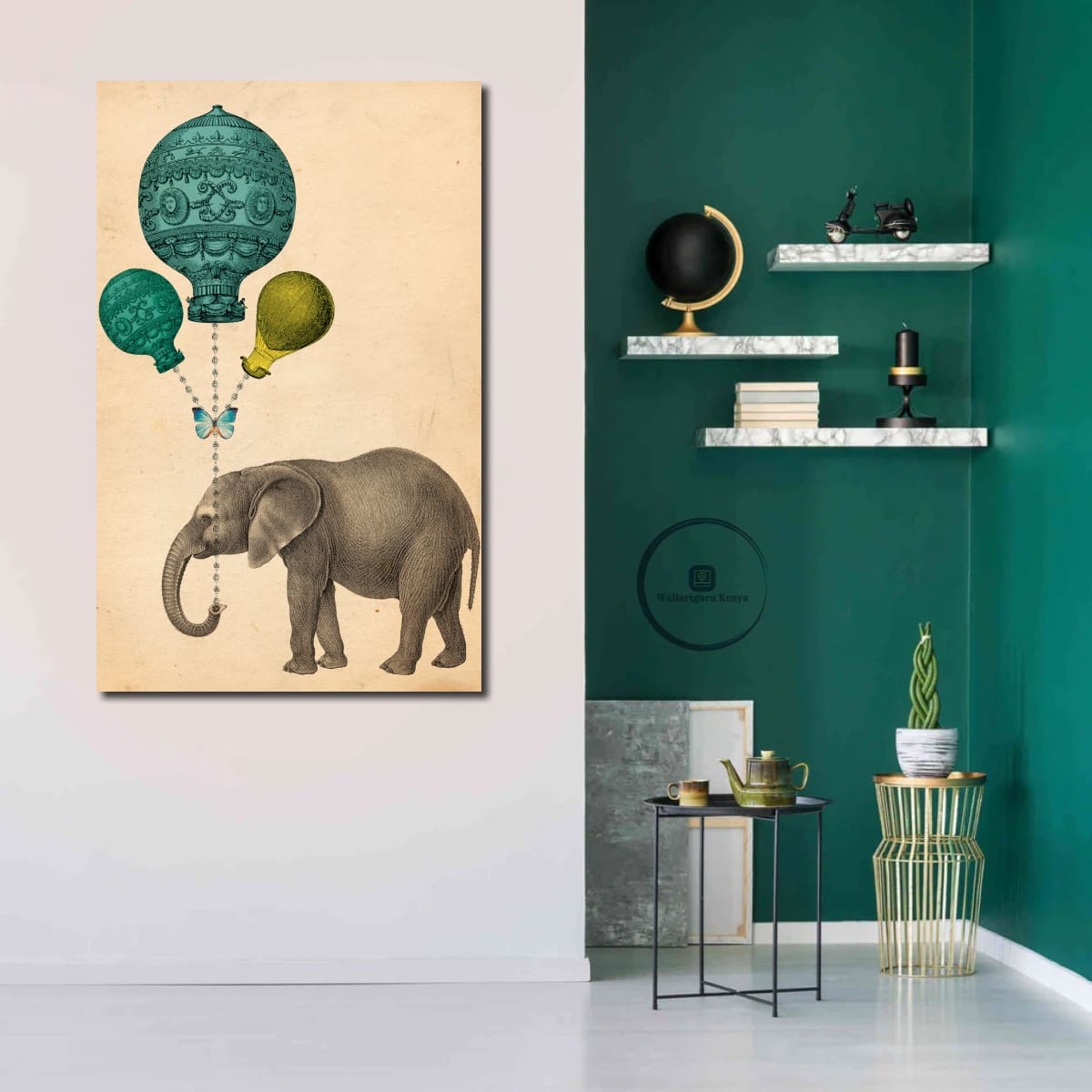 elephant holding balloons