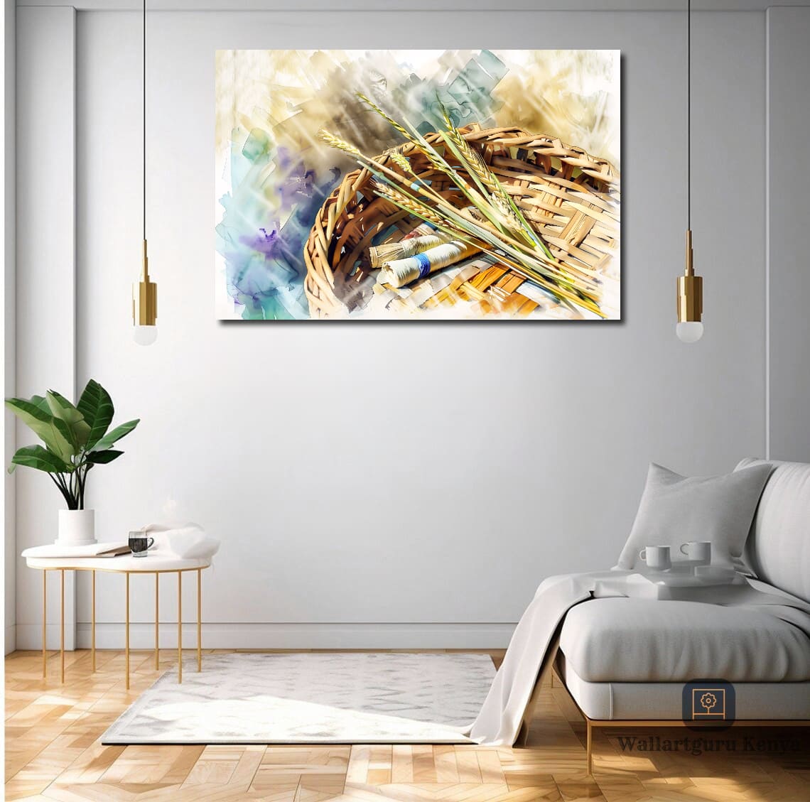 wheat basket watercolor