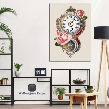 Floral Clock Canvas Art