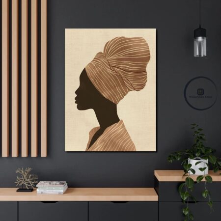 Beige Woman Silhouette Canvas Art