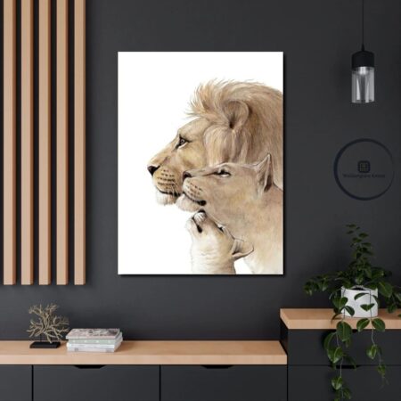 Brown Lion Family Canvas Art