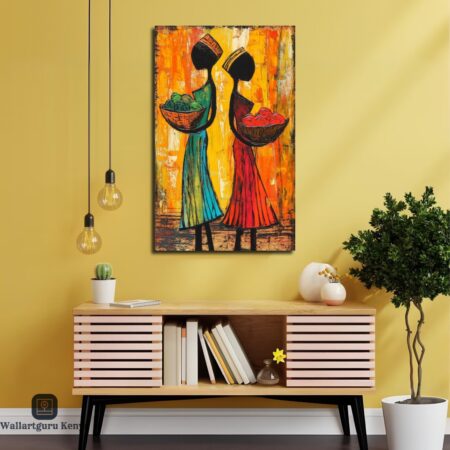 Africa Ladies With Fruit Basket Canvas Art