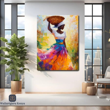 African Lady Carrying Basket Canvas Art