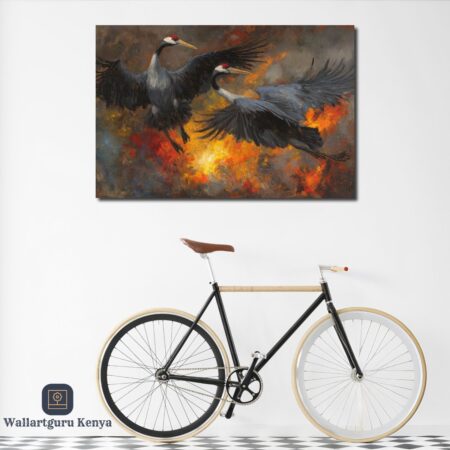Cranes Mid Flight Canvas Art