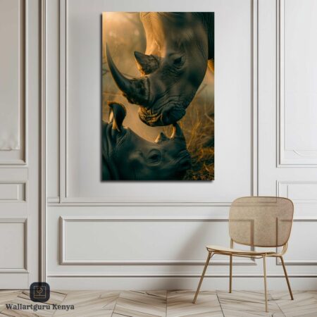 Rhino Family Canvas Art