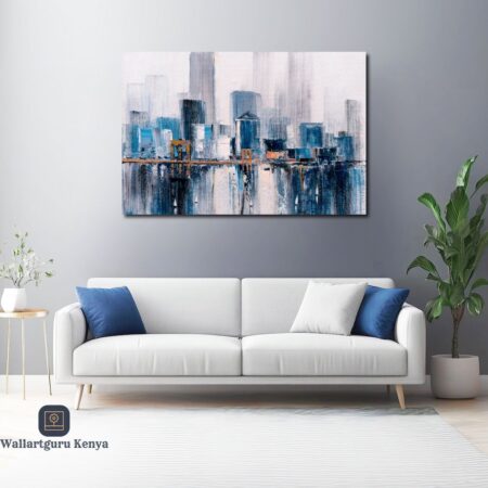 Blue City Abstract Canvas Art